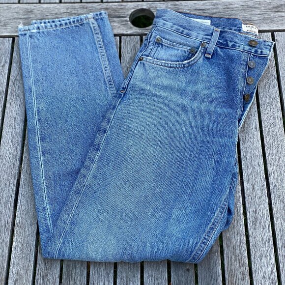 Talula x Agolde High Rise Taper Jeans Frayed Hems Light Wash Size 26 - Picture 6 of 6